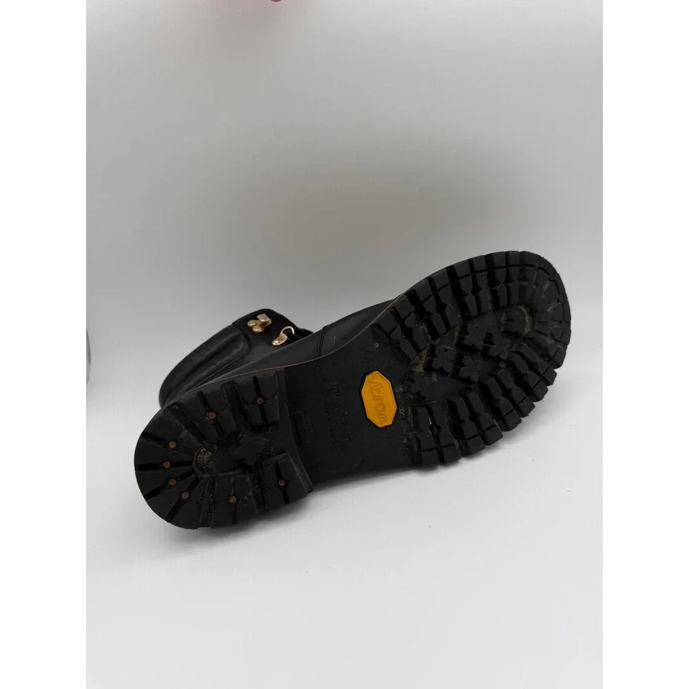 Taft Black Leather Hiking Boots Vibram Sole Handcrafted in Spain Mens 45